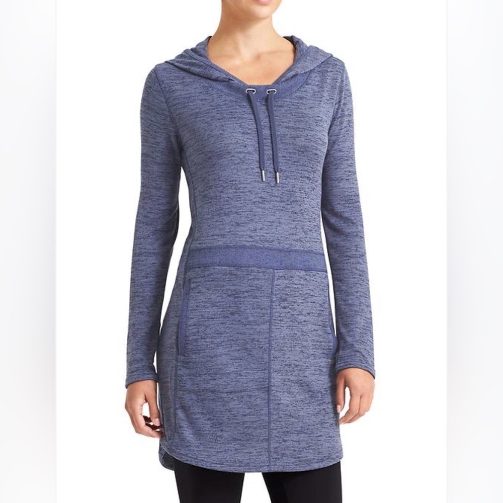 Athleta Techie Sweat Popover Dress Long Sleeve - Color Blue - Size XS - EUC